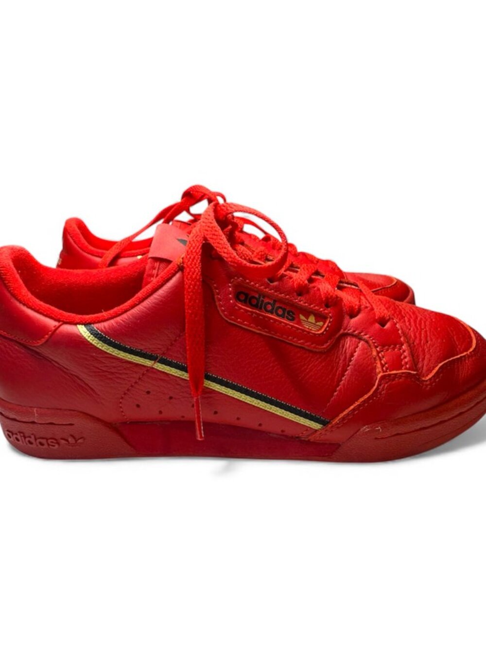 Adidas Continental 80 J 'Scarlet' Red Gold Sneakers Leather Mens US 8.5